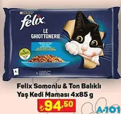 FELİX SOMONLU & TON BALIKLI YAŞ KEDİ MAMASI 4X85 G
